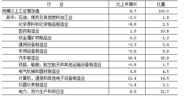 表5　　2024年规模以上工业重点监测行业增加值