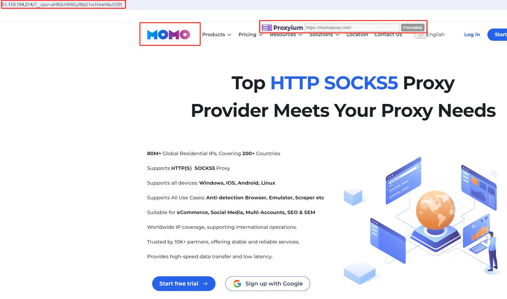 浏览 momoproxy 网站
